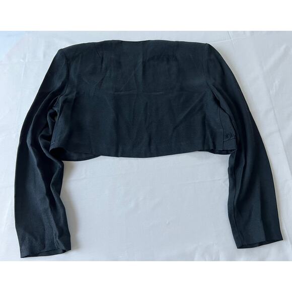 Dawn Joy Fashions Long Sleeve Cropped Jacket Shoulder Pads Size 7-8 Black VTG80s - Picture 4 of 11